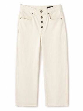 rag & bone Cream Straight-Leg High-Rise Button-Fly Jeans